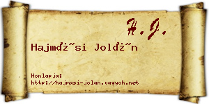 Hajmási Jolán névjegykártya